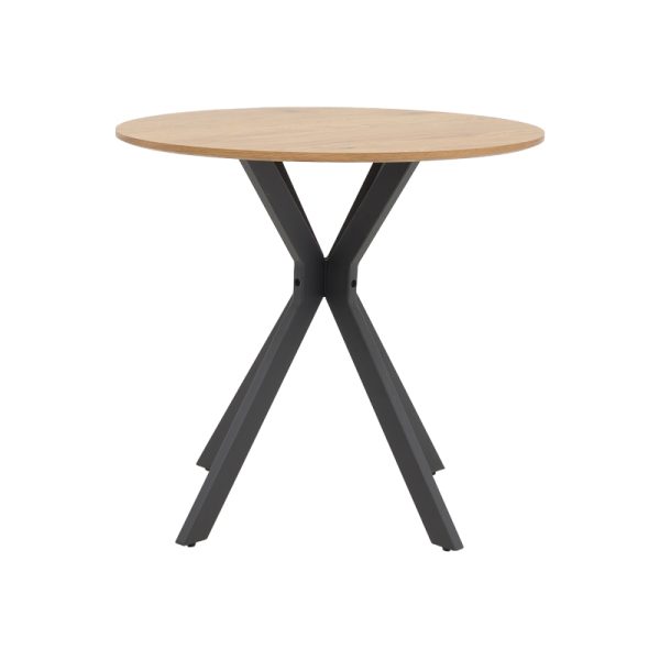 292 000071 2 Table Xuson pakoworld natural mdf-black metal legs D80x75cmIndoor furniture > Dining Tables