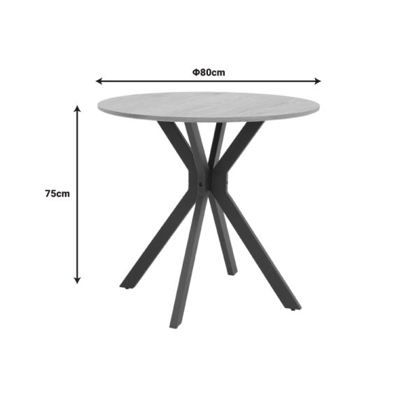 292 000071 4 Table Xuson pakoworld natural mdf-black metal legs D80x75cmIndoor furniture > Dining Tables