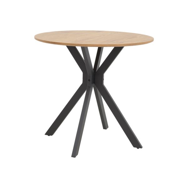 292 000071 Table Xuson pakoworld natural mdf-black metal legs D80x75cmIndoor furniture > Dining Tables