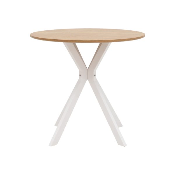 292 000072 2 Table Xuson pakoworld natural mdf-white metal legs D80x75cmIndoor furniture > Dining Tables