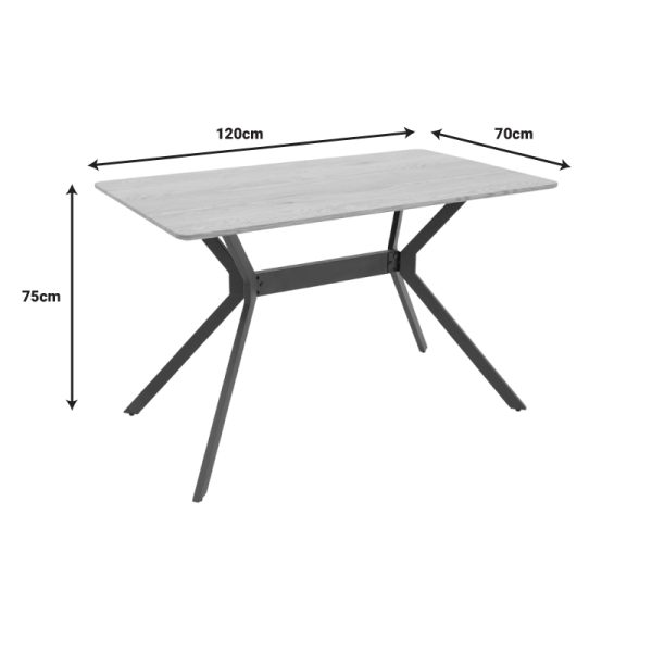 292 000075 4 Nerelis pakoworld natural mdf table and black metal leg 120x70x75cmIndoor furniture > Dining Tables