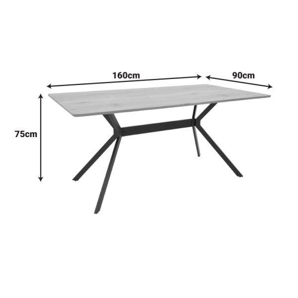 292 000099 4 Nerelis pakoworld natural mdf table and black metal leg 160x90x75cmIndoor furniture > Dining Tables