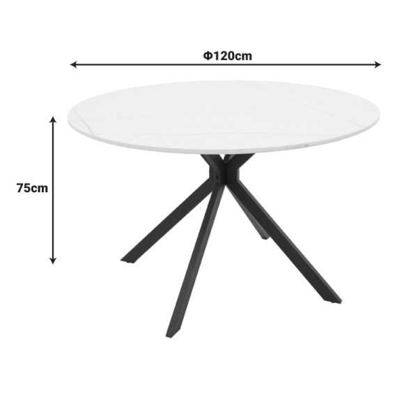 292 000101 3 Table Xuson pakoworld white marble color top-black metal legs D120x75cmIndoor furniture > Dining Tables