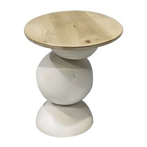 297 000008 Side table Sedra Inart solid mango wood in white wash color D38x44cmBOHO CHIC > Coffee Tables