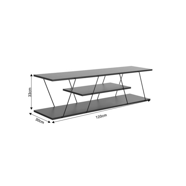304 000004 3 TV cabinet Tars pakoworld grey-black 120z30x33cmIndoor furniture > TV stands