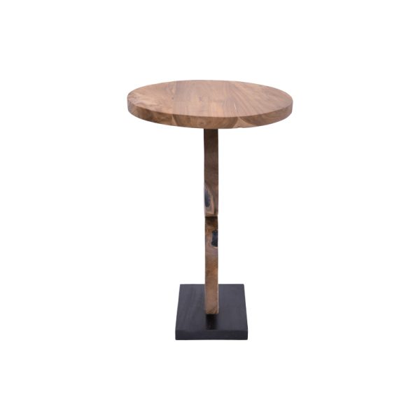 315 000011 2 Tiky Inart side table natural-black solid teak wood D42x46cmBOHO CHIC > Coffee Tables