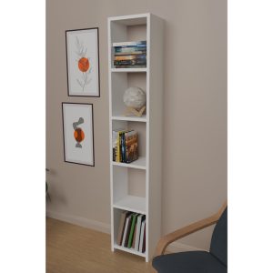 321 000093 2 Barzine pakoworld melamine bookcase in white shade 27.6x19.5x150cmIndoor furniture > Bookshelves