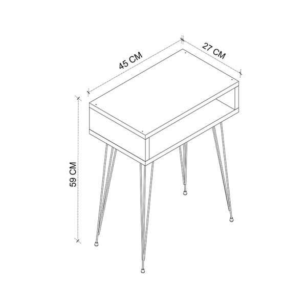 321 000113 2 Naida pakoworld bedside table in oak shade - black metal legs 40x30x59cmIndoor furniture > Bedside tables