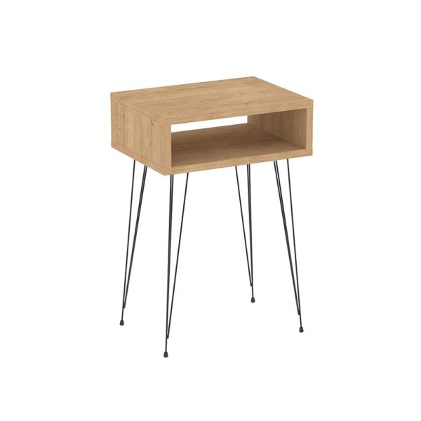 321 000113 Naida pakoworld bedside table in oak shade - black metal legs 40x30x59cmIndoor furniture > Bedside tables