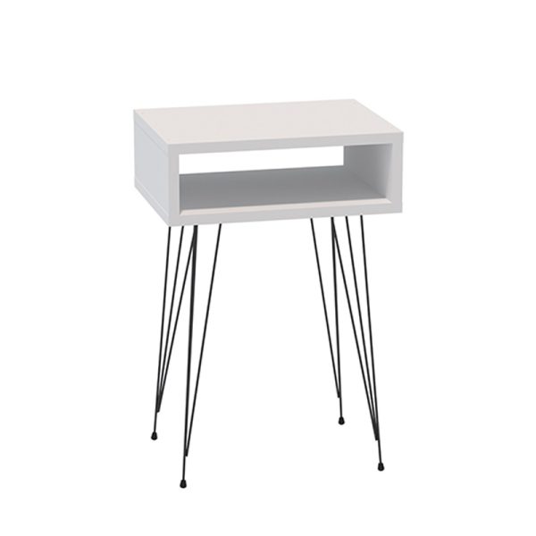 321 000114 Naida pakoworld bedside table in white shade - black metal legs 40x30x59cmIndoor furniture > Bedside tables