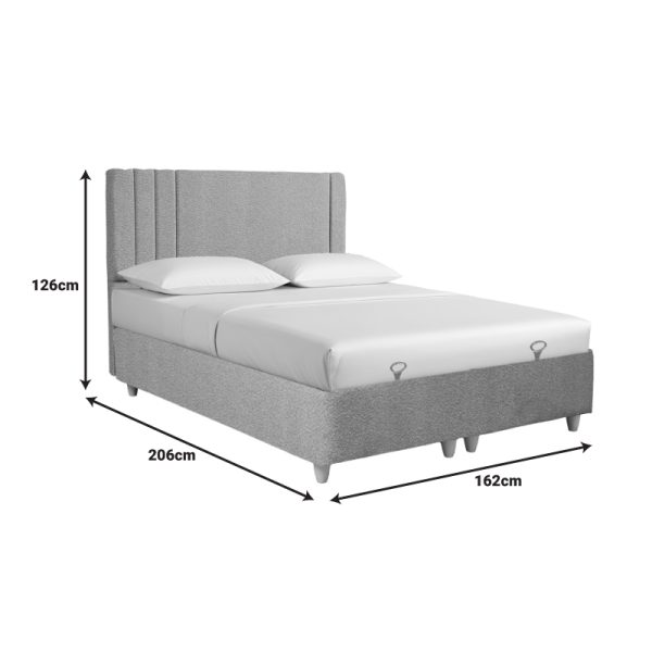 322 000027 2 Bed with storage space Lineo pakoworld boucle in beige shade 160x200cmIndoor furniture > Beds