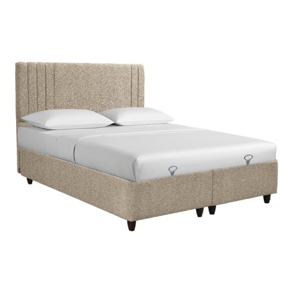 322 000027 Bed with storage space Lineo pakoworld boucle in beige shade 160x200cmIndoor furniture > Beds