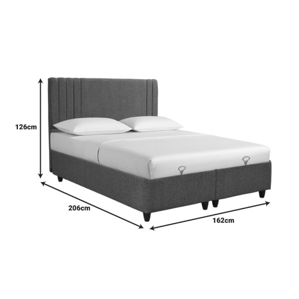 322 000029 2 Bed with storage space Lineo pakoworld double boucle in anthracite shade 160x200cmIndoor furniture > Beds