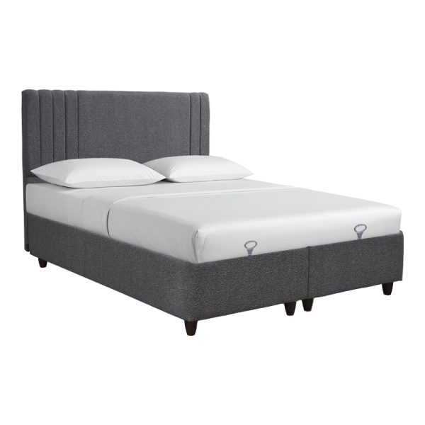 322 000029 Bed with storage space Lineo pakoworld double boucle in anthracite shade 160x200cmIndoor furniture > Beds