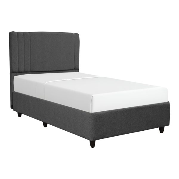 322 000030 Bed with storage space Lineo pakoworld single boucle in anthracite shade 120x200cmIndoor furniture > Beds
