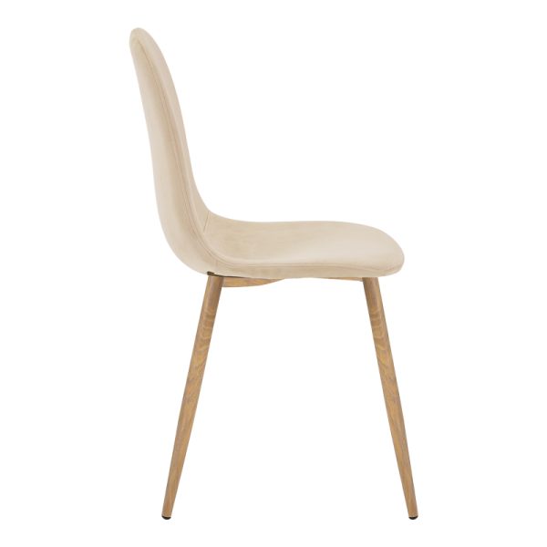 327 000009 3 Chair Bella pakoworld beige velvet fabric-natural metal leg 43x52x88cmIndoor furniture > Chairs