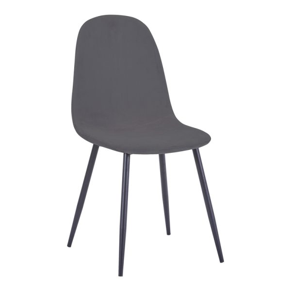 327 000011 Chair Bella pakoworld dark grey velvet-black metal leg 43x52x88cmIndoor furniture > Chairs