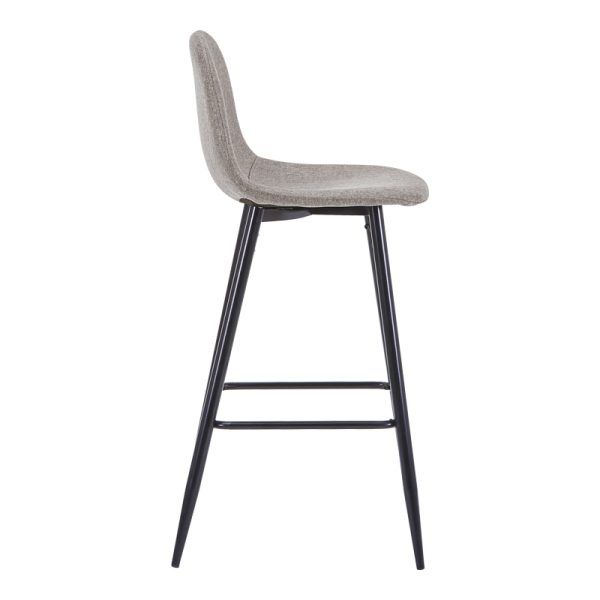 327 000012 2 Bar stool medium height Bella pakoworld light grey fabric-black metal leg 41x47x93cmIndoor furniture > Bar stools