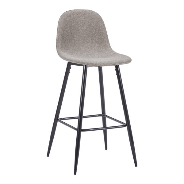 327 000012 Bar stool medium height Bella pakoworld light grey fabric-black metal leg 41x47x93cmIndoor furniture > Bar stools