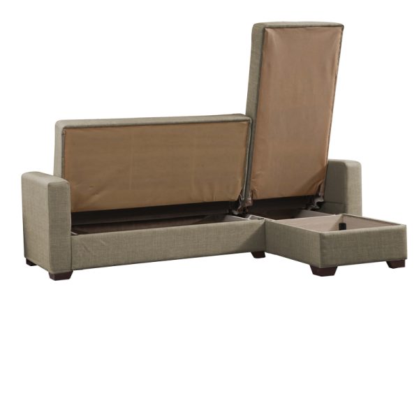 328 000002 3 Reversible corner sofa-bed with storage space Alaska pakoworld brown fabric 204x143x83cmIndoor furniture > Cornered sofas