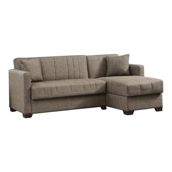 328 000002 Reversible corner sofa-bed with storage space Alaska pakoworld brown fabric 204x143x83cmIndoor furniture > Cornered sofas