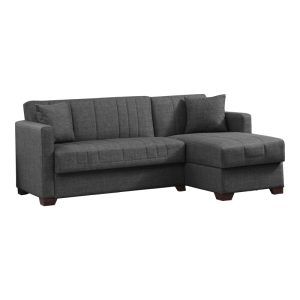 328 000003 Reversible corner sofa-bed with storage space Alaska pakoworld dark grey fabric 204x143x83cmIndoor furniture > Cornered sofas
