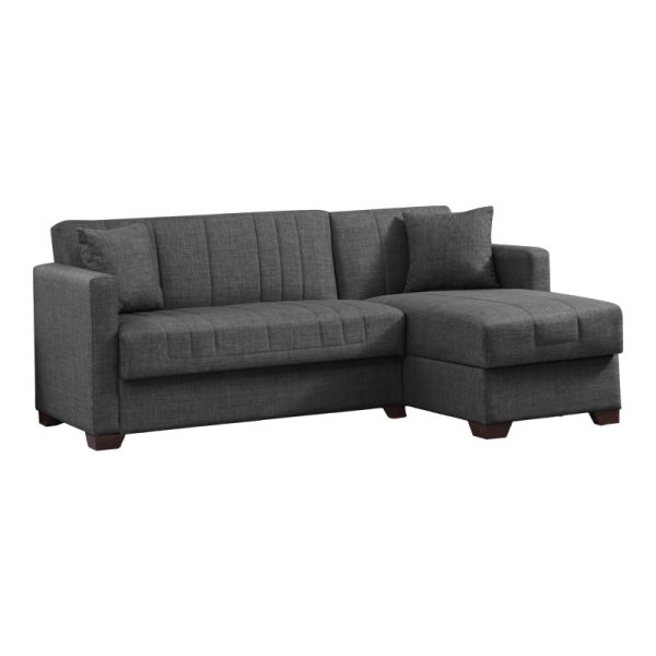 328 000003 Reversible corner sofa-bed with storage space Alaska pakoworld dark grey fabric 204x143x83cmIndoor furniture > Cornered sofas