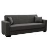 328 000010 Modesto two-seater sofa-bed with storage pakoworld black fabric 155x85x80cmIndoor furniture > Sofas-bed