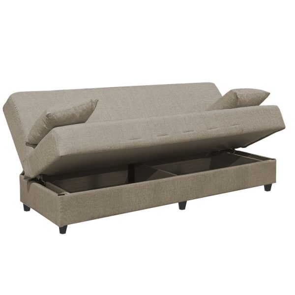 328 000022 4 Romina three-seater sofa-bed with storage space pakoworld cream fabric 190x75x85cmIndoor furniture > Sofas-bed