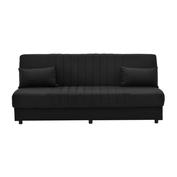 328 000026 2 Romina three-seater sofa-bed with storage space pakoworld black fabric 190x85x90cmIndoor furniture > Sofas-bed