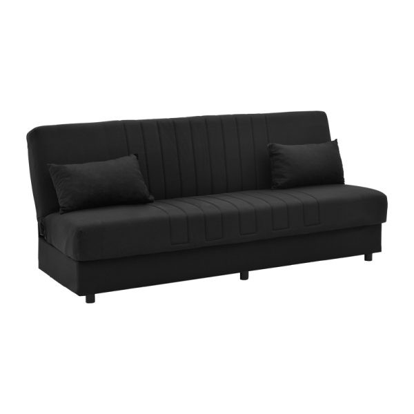 328 000026 Romina three-seater sofa-bed with storage space pakoworld black fabric 190x85x90cmIndoor furniture > Sofas-bed