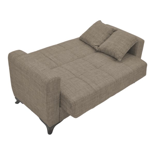 328 000031 2 Sofa-bed with storage two-seater Modesto pakoworld light brown fabric 155x85x80cmIndoor furniture > Sofas-bed
