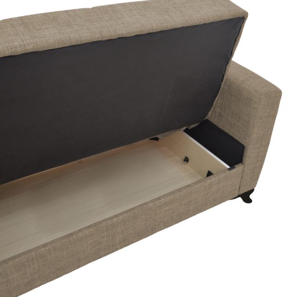 328 000031 3 Sofa-bed with storage two-seater Modesto pakoworld light brown fabric 155x85x80cmIndoor furniture > Sofas-bed