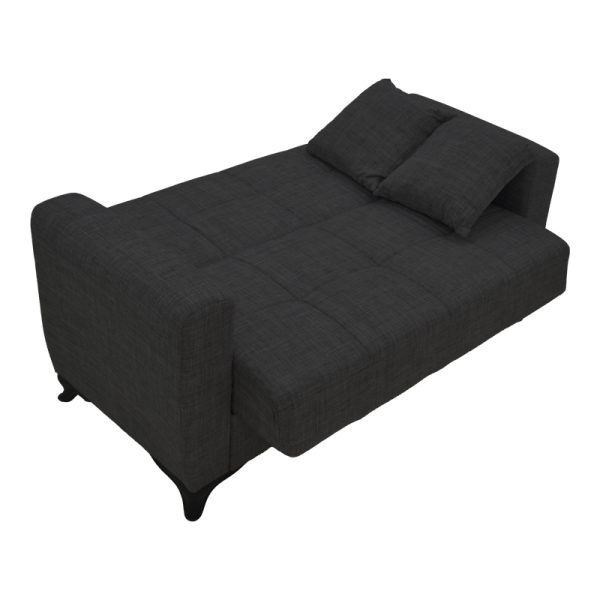 328 000032 2 Modesto two-seater sofa-bed with storage pakoworld black fabric 155x85x80cmIndoor furniture > Sofas-bed