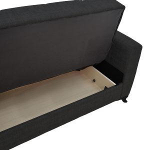 328 000032 3 Modesto two-seater sofa-bed with storage pakoworld black fabric 155x85x80cmIndoor furniture > Sofas-bed