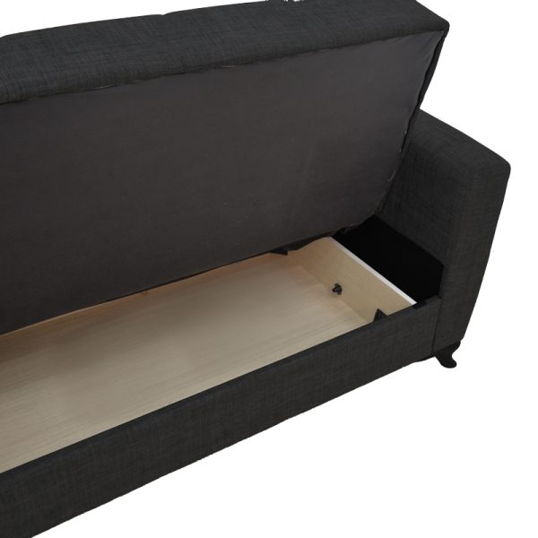 328 000032 3 Modesto two-seater sofa-bed with storage pakoworld black fabric 155x85x80cmIndoor furniture > Sofas-bed