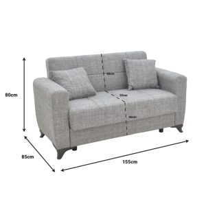 328 000032 4 Modesto two-seater sofa-bed with storage pakoworld black fabric 155x85x80cmIndoor furniture > Sofas-bed