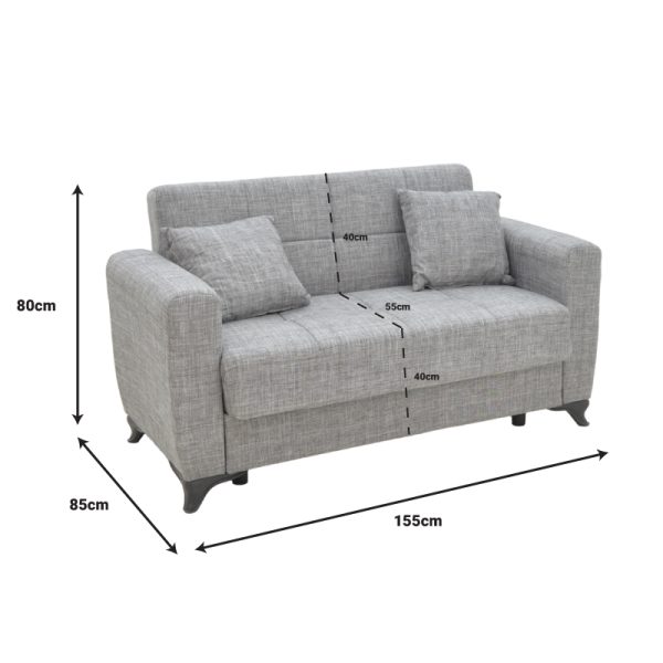 328 000032 4 Modesto two-seater sofa-bed with storage pakoworld black fabric 155x85x80cmIndoor furniture > Sofas-bed