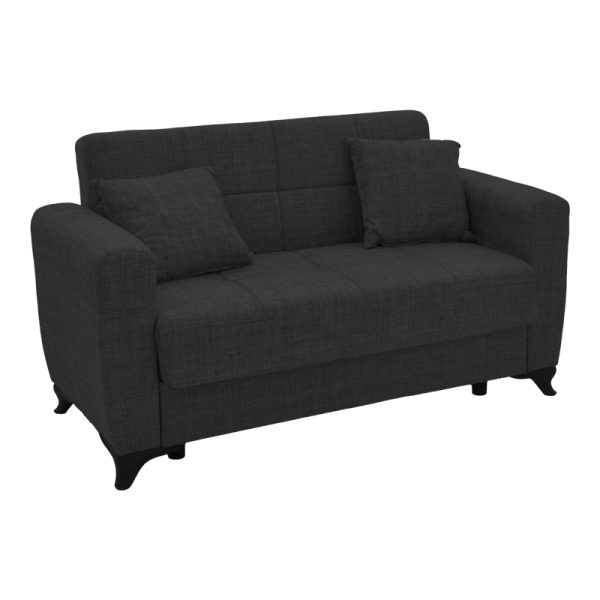 328 000032 Modesto two-seater sofa-bed with storage pakoworld black fabric 155x85x80cmIndoor furniture > Sofas-bed