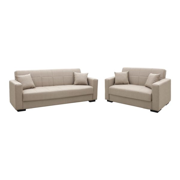 328 000033 Living room set 2 pieces Vox pakoworld fabric in cream shadeIndoor furniture > Sofas