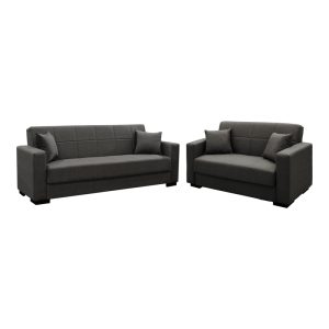 328 000035 Living room set 2 pcs Vox pakoworld fabric in anthracite shadeIndoor furniture > Sofas
