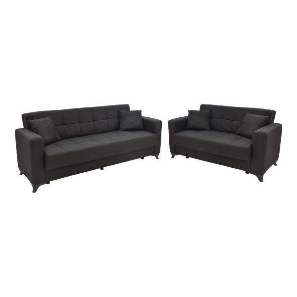 328 000042 Living room set 2 pcs Modesto pakoworld fabric in black shadeIndoor furniture > Sofas