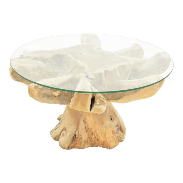 343 000081 2 Benzou coffee table Inart teak wood in natural color d80x45cmIndoor furniture > Coffee tables