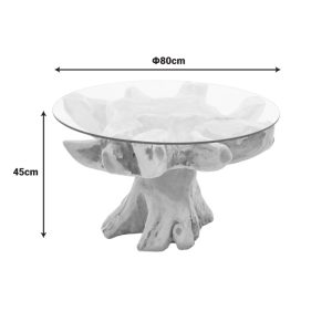 343 000081 3 Benzou coffee table Inart teak wood in natural color d80x45cmIndoor furniture > Coffee tables