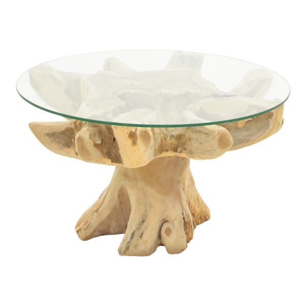 343 000081 Benzou coffee table Inart teak wood in natural color d80x45cmIndoor furniture > Coffee tables