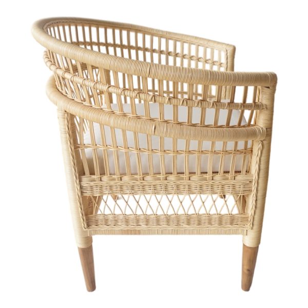 343 000090 2 Armchair Necorian pakoworld teak wood and pe rattan in natural color and white pillow 80x70x87cmIndoor furniture > Armchairs