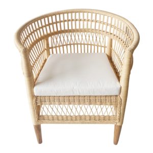 343 000090 3 Armchair Necorian pakoworld teak wood and pe rattan in natural color and white pillow 80x70x87cmIndoor furniture > Armchairs