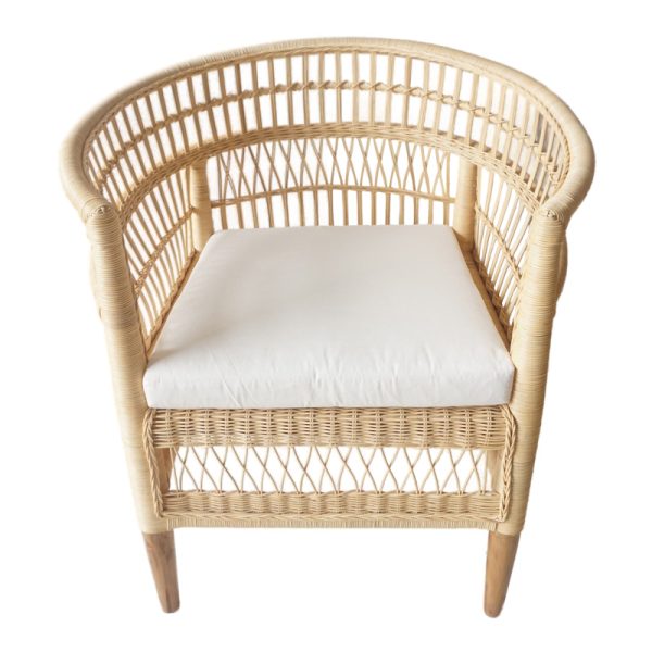 343 000090 3 Armchair Necorian pakoworld teak wood and pe rattan in natural color and white pillow 80x70x87cmIndoor furniture > Armchairs
