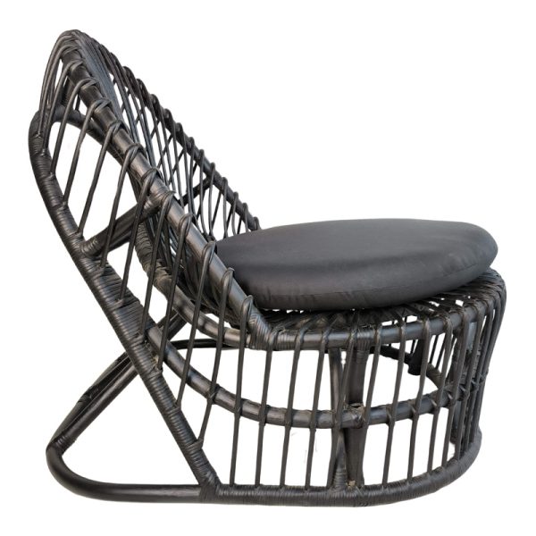 343 000094 2 Armchair Tromso pakoworld pe rattan in black color and black pillow 80x85x98cmIndoor furniture > Living room armchairs