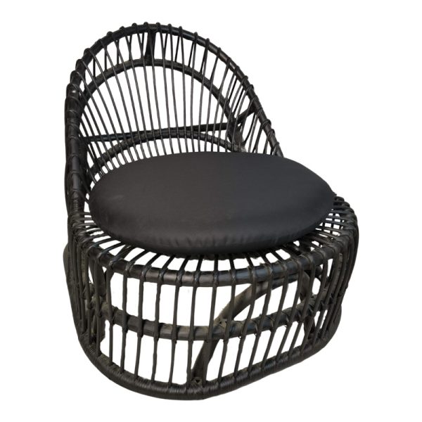 343 000094 Armchair Tromso pakoworld pe rattan in black color and black pillow 80x85x98cmIndoor furniture > Living room armchairs